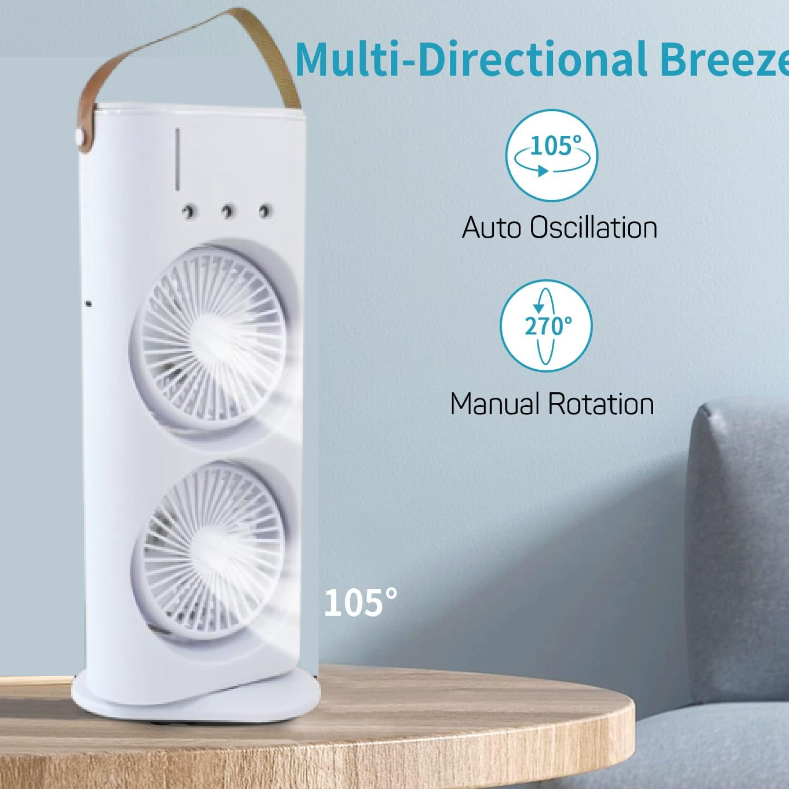 Arctic Twin Air Fan with Remote (1 Pc / With Remote / Plug and Play)