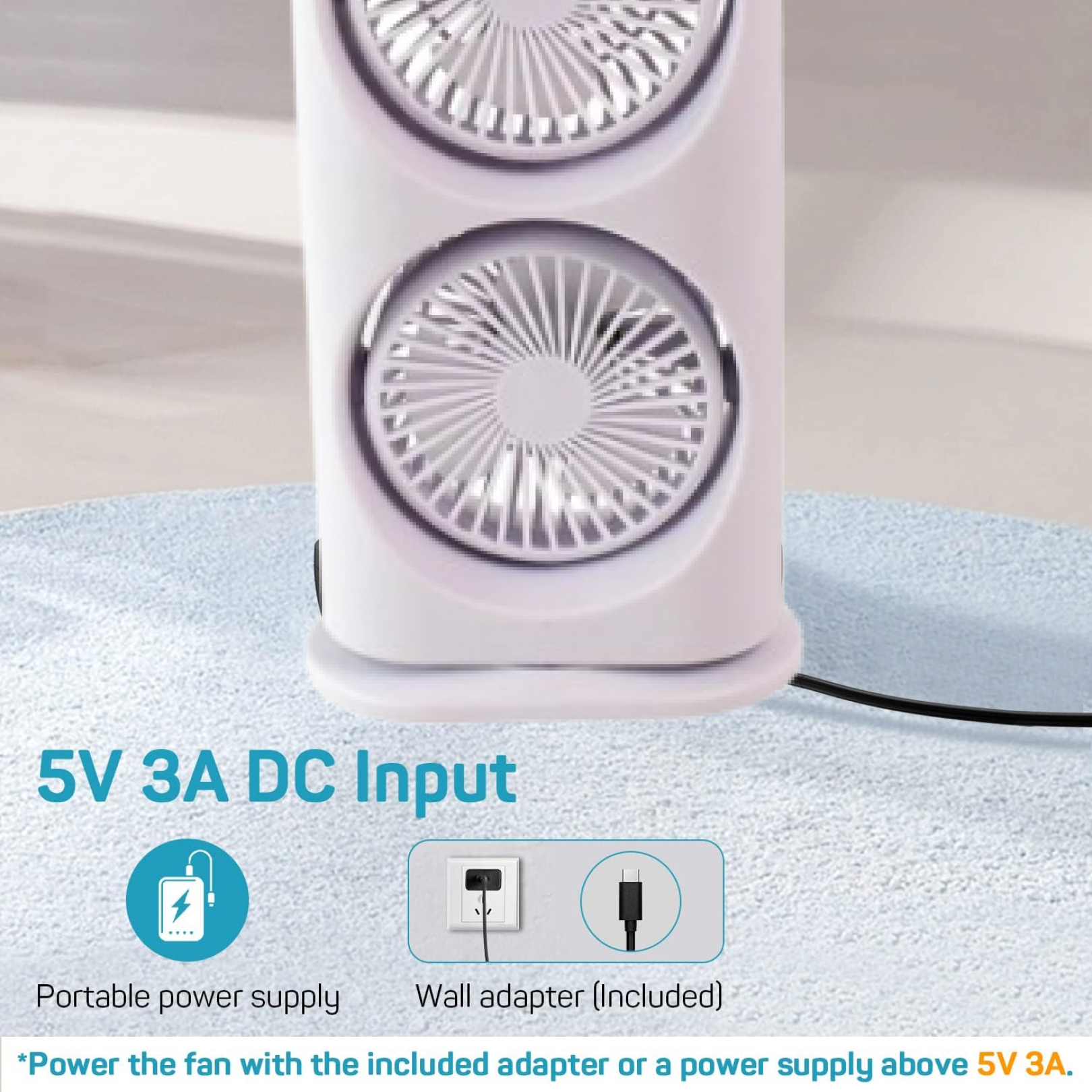 Arctic Twin Air Fan with Remote (1 Pc / With Remote / Plug and Play)