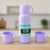 Vacuum Flask Set – Stainless Steel Thermos with 3 Cups, Approx 500ml
