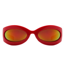 Albion - Retro Oval Wrap Around Round Sunglasses