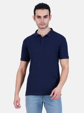 Polo collar Cotton Tshirt for men and women for summer breathable cool soft fine fabric navy blue