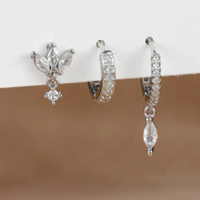 3PCS Horse Eye Zircon Stud Earrings